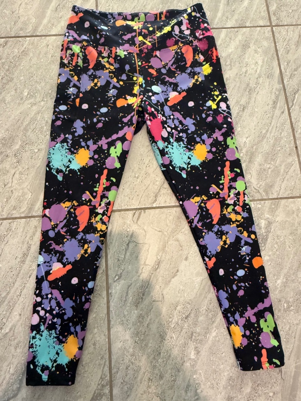 Fiercepulse Compression Leggings Colorful Abstract Leggings w/Pockets XXL